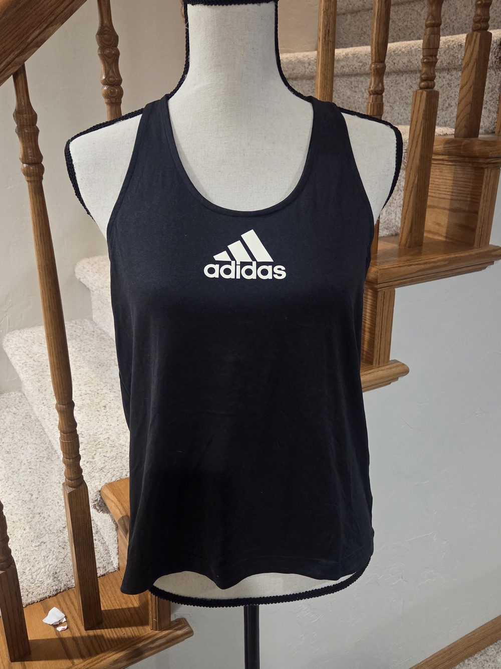adidas Black Tank Top with White Trefoil Logo